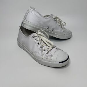 Converse Low Top Sneakers Womens 8 Mens 6.5 White Leather Unisex Jack Purcell